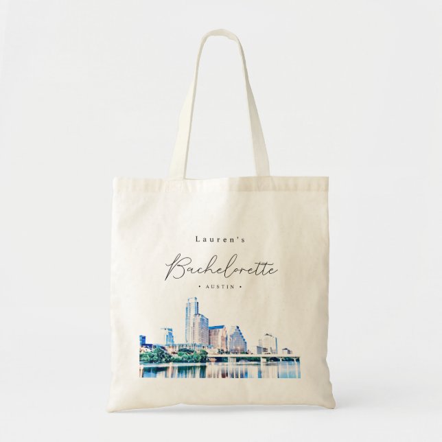 Personalised Austin Skyline Bachelorette Party Tote Bag (Front)