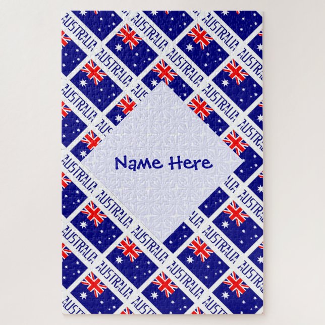 Personalised Australia Flag Tiled Jigsaw Puzzle (Vertical)
