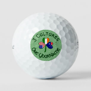 Personalised Australia Ireland USA Shamrock Golf Balls