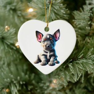 Personalised Australian Cattle Dog Puppy Ceramic Tree Decoration