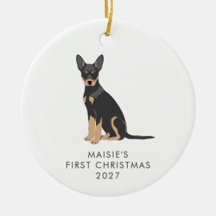Personalised Australian Kelpie Dog First Christmas Ceramic Tree Decoration