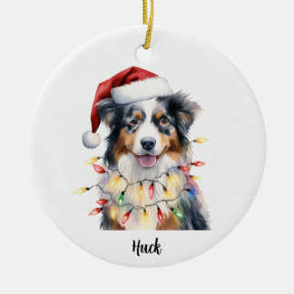Personalised Australian Shepherd Christmas Dog Ceramic Tree Decoration