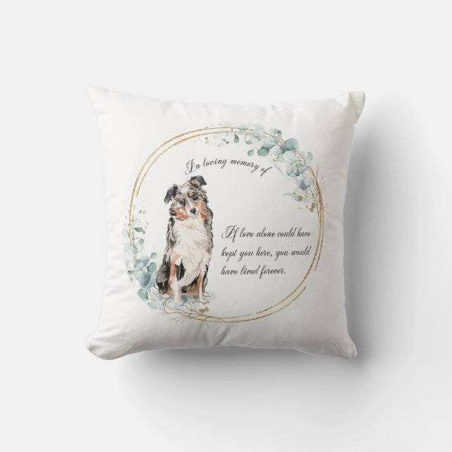 Personalised Australian Shepherd Memorial Cushion (Front)