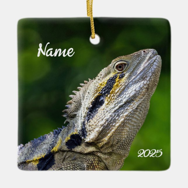 Personalised Australian Water Dragon Ceramic Ornament (Front)