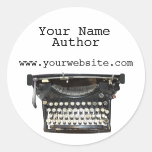 Personalised Author Stickers Typewriter Custom