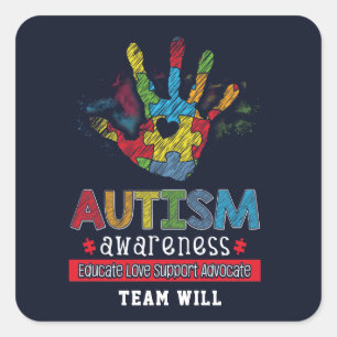 Personalised Autism Awareness Educate Advocate Square Sticker