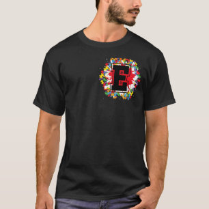 Personalised Autism Awareness Initial E Letter Mon T-Shirt