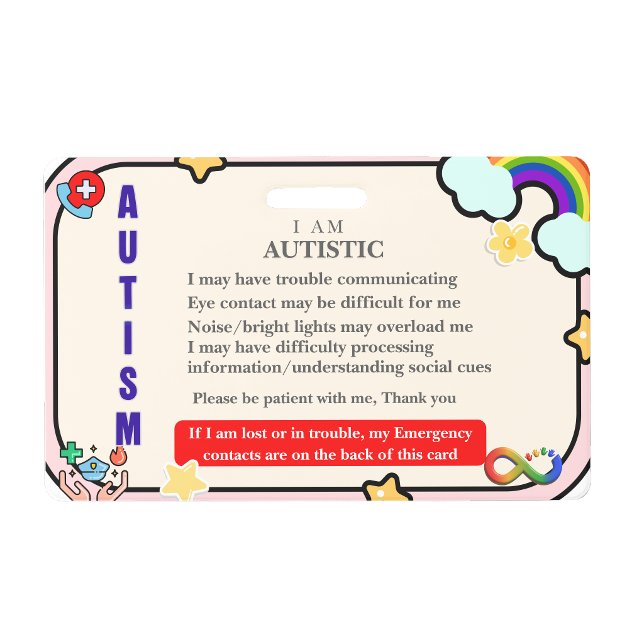 Personalised Autism ID Card – Emergency Alert Badge (Personalized Autism ID Card – Emergency Alert Badge)