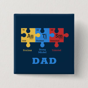 Personalised Autism Periodic Table Elements 15 Cm Square Badge