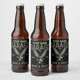 Personalised Auto Mechanic Garage Retro Spark Plug Beer Bottle Label