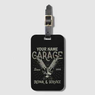 Personalised Auto Mechanic Garage Retro Spark Plug Luggage Tag