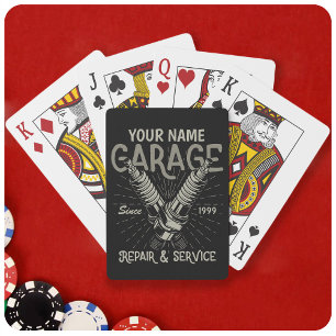 Personalised Auto Mechanic Garage Retro Spark Plug Playing Cards
