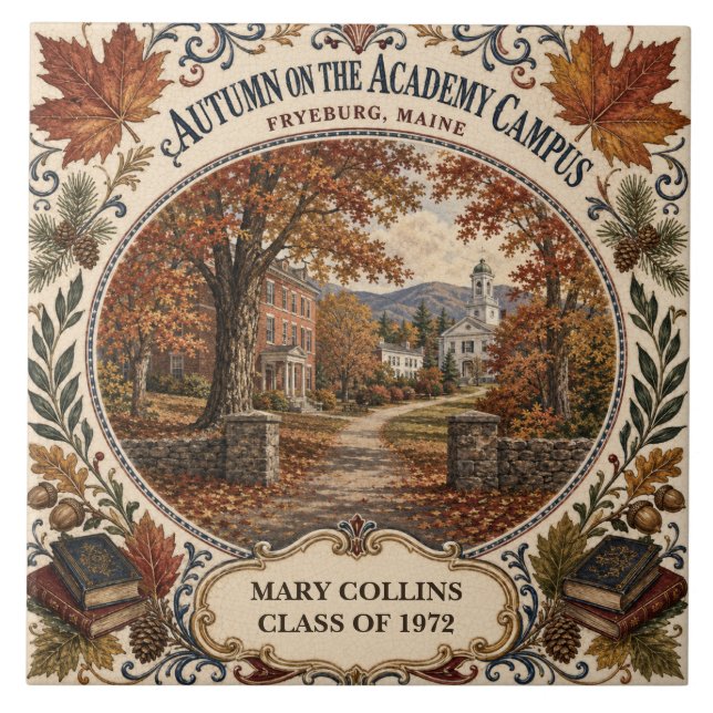 Personalised Autumn Academy Campus Fryeburg Maine Tile (Front)