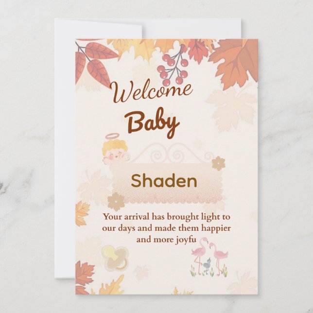 🍂 Personalised Autumn Baby Welcome Card | Custom  (Front)