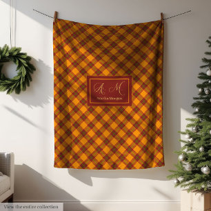 Personalised Autumn Blanket Trendy Colours Tartan