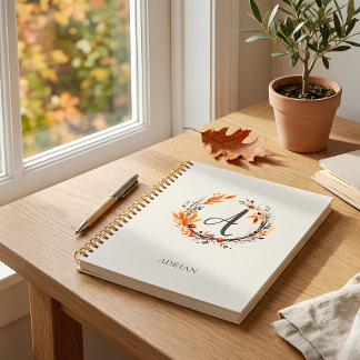 Personalised Autumn Botanical Monogram Notebook