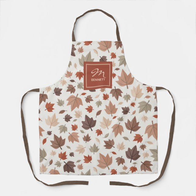 Personalised Autumn Family Name Monogram Apron (Front)