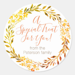 Personalised Autumn Favour/Treat Sticker