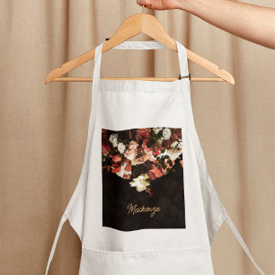 Personalised Autumn Flowers Stylised Print Standard Apron