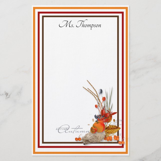 Personalised Autumn Harvest Stationery (Front)