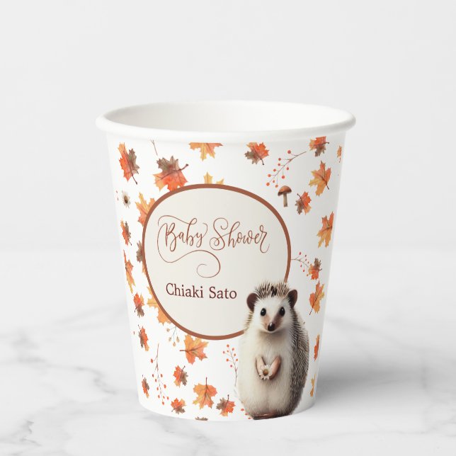 Personalised Autumn Hedgehog Paper Cups (Front)