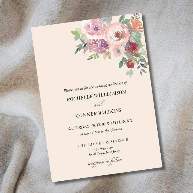 Personalised Autumn Lavender Blush Wedding Invitation (Creator Uploaded)