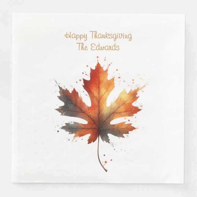 Personalised Autumn Leaf Napkins (Front)