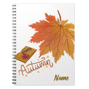 "Personalised Autumn Leaf Notebook – Fall Season J