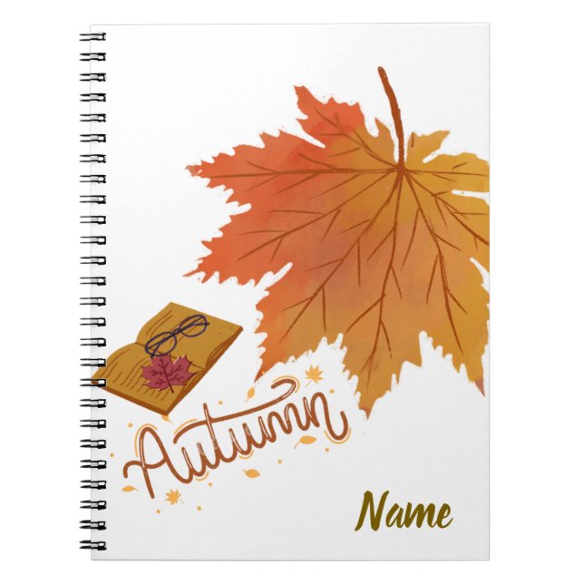 "Personalised Autumn Leaf Notebook – Fall Season J (Front)