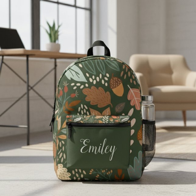 Personalised Autumn Leaves Backpack – Custom Name  (Creator Uploaded)