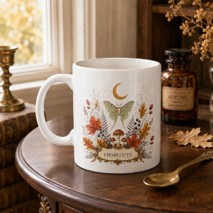 Personalised Autumn Luna Moth Botanical Witchy Mug