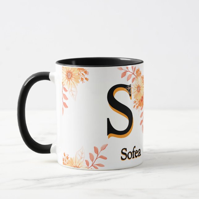 Personalised Autumn Monogram Mug - Custom Name & I (Left)