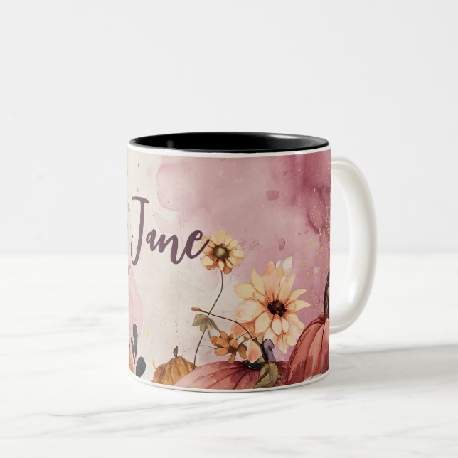 Personalised Autumn Mug with Pumpkins (Front Right)