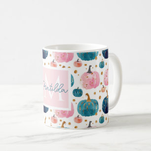 Personalised Autumn Mug with Pumpkins Pattern
