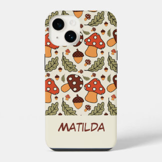 Personalised Autumn Mushroom & Acorn Phone Case
