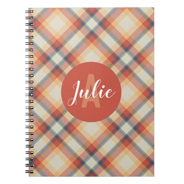 Personalised Autumn Plaid Notebook (Front)
