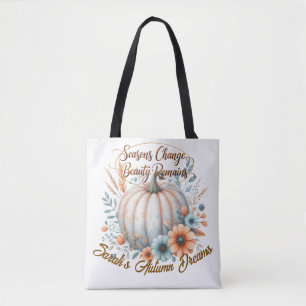 Personalised Autumn Pumpkin & Floral Tote Bag – Cu
