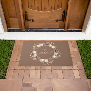 Personalised Autumn Pumpkin Pine Cones Wreath Doormat