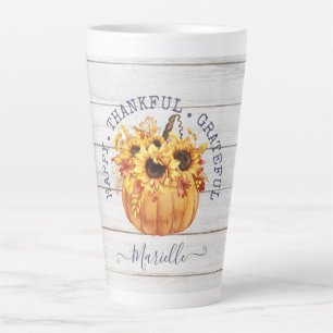 Personalised Autumn Pumpkin Sunflowers Latte Mug