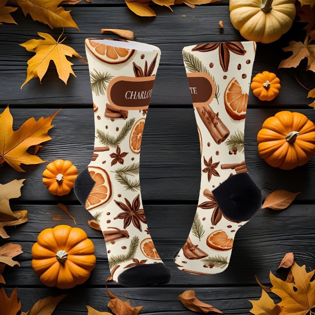 Personalised Autumn Spice Crew Socks (Creator Uploaded)