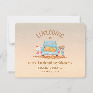 Personalised Autumn Welcome Bears Pumpkins Hayride Invitation