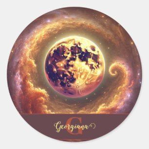 Personalised Autumnal Galaxy Harvest Moon Classic Round Sticker