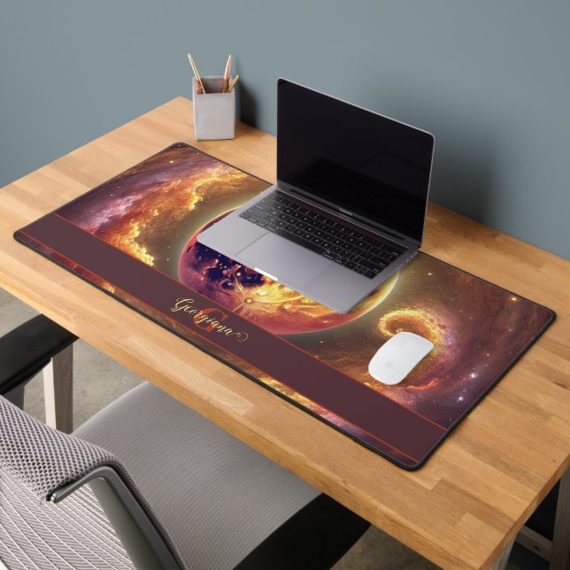 Personalised Autumnal Galaxy Harvest Moon Desk Mat (Office 2)
