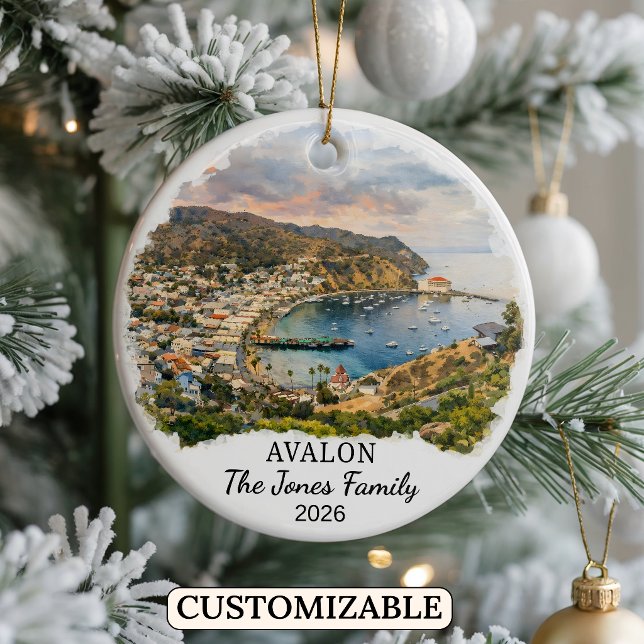 Personalised Avalon Ornament, Custom California Ceramic Tree Decoration (Creator Uploaded)