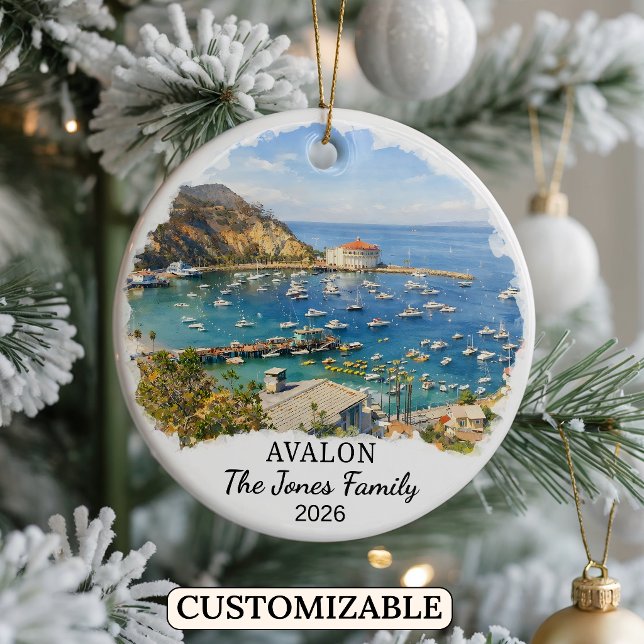 Personalised Avalon Ornament, Custom California Ceramic Tree Decoration (Creator Uploaded)