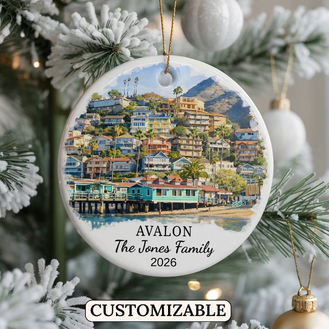 Personalised Avalon Ornament, Custom California Ceramic Tree Decoration (Creator Uploaded)