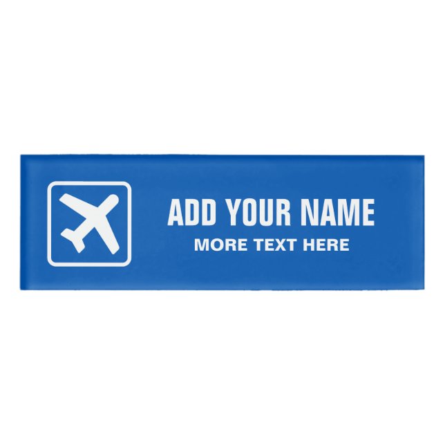 Personalised aviation aeroplane magnetic name tags (Front)