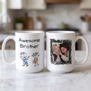 Personalised Awesome Brother Custom Photo, Message Coffee Mug