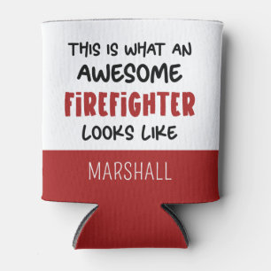 Personalised Awesome Firefighter Funny Firefighter Can Cooler