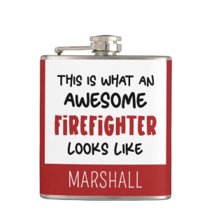 Personalised Awesome Firefighter Funny Firefighter Hip Flask